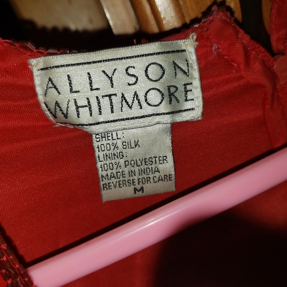 Allyson Whitmore Red Silk Beaded Party Dress size M - Picture 5 of 7